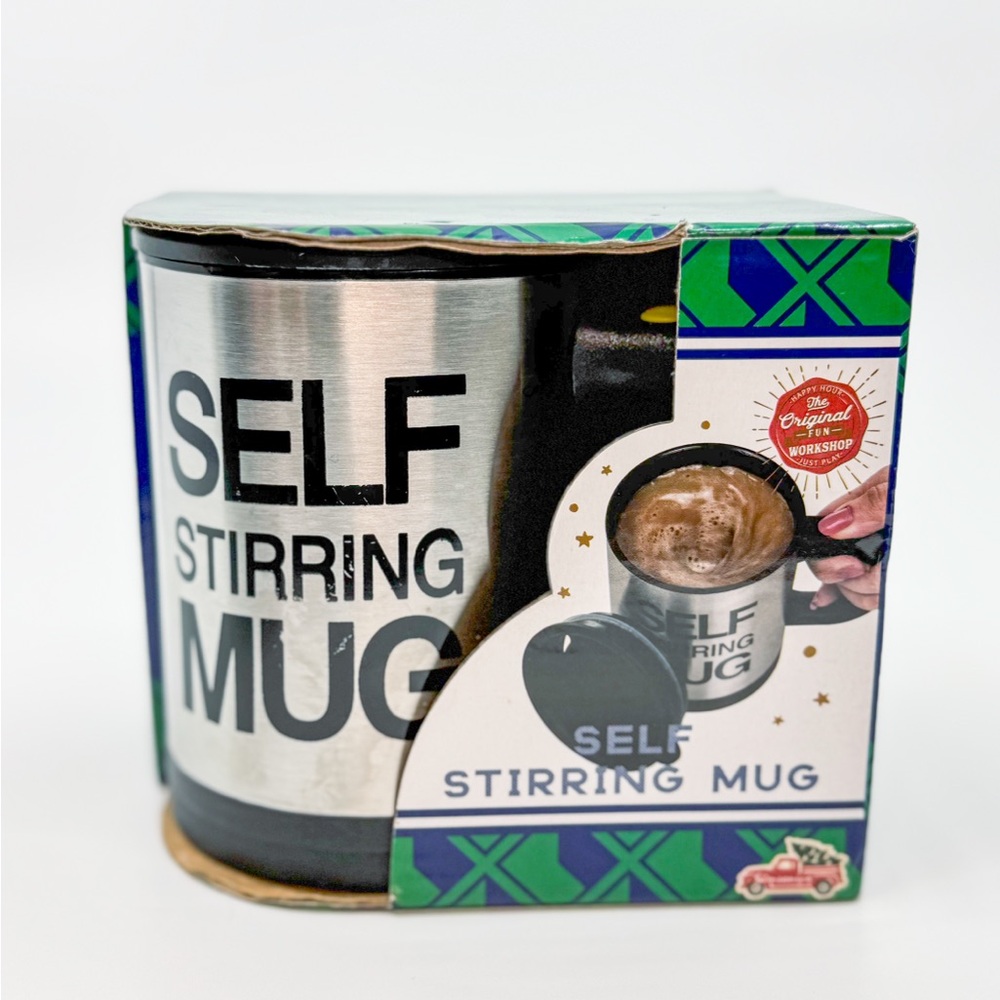 New In Box Self Stirring Insulated Mug w/ Push Button & Lid 11.84 Fluid Ounces